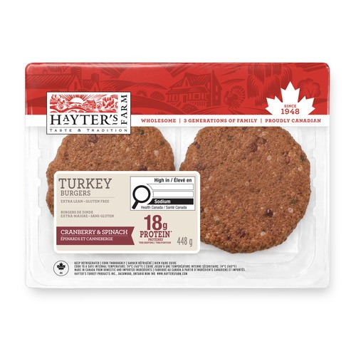 Hayter's Farm Turkey Burgers Spinach & Cranberry 4 x 112 g