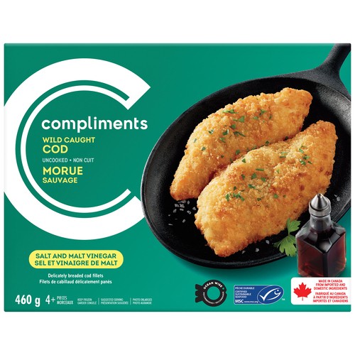 Compliments Frozen Breaded Cod Fillets Salt & Malt Vinegar 460 g