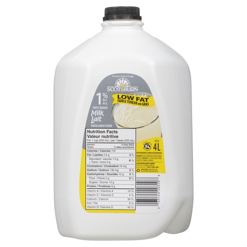 Scotsburn 1% Milk Partly Skimmed  4 L