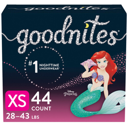 Goodnites Girls Nighttime Underwear Size XS (28-43 lbs) 44 Count