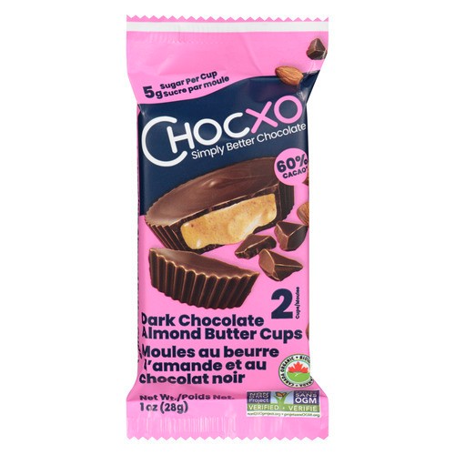 Chocxo Dark Chocolate Almond Butter Cups 60% Cacao 2 x 14 g