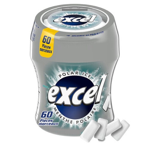 Excel Polar Ice Sugar Free Chewing Gum 60 Pieces 1 Bottle