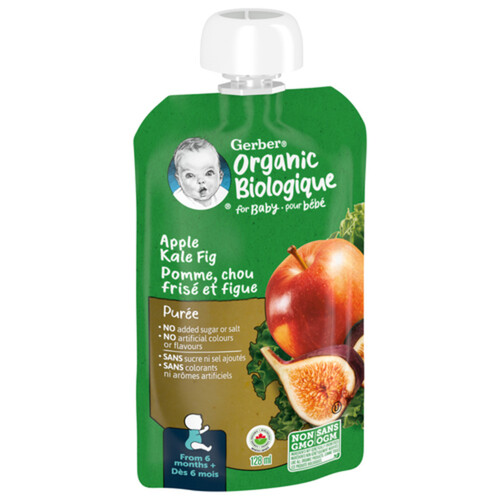 Gerber Organic 6m+ Baby Food Purée Apple Kale Fig 128 ml