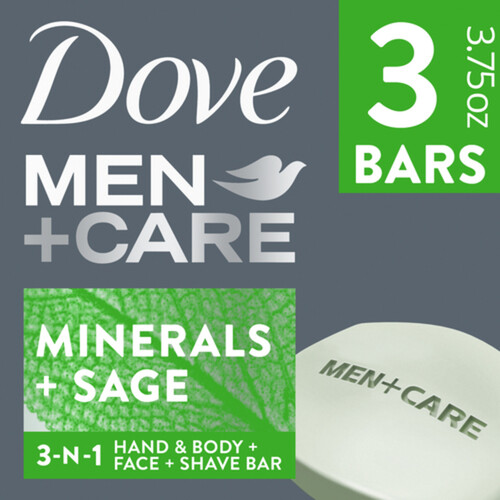 Dove Men+Care Elements Body And Face Bar Minerals + Sage 106 g 3ct