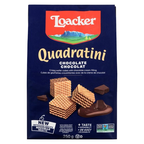 Loacker Quadratini Crispy Wafer Cubes Chocolate Cream Filling 250 g