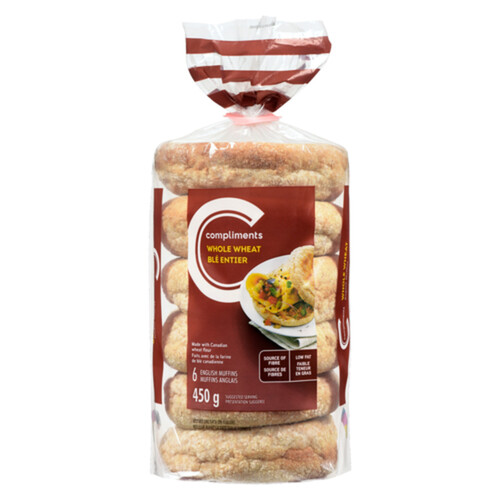 Compliments Whole Wheat English Muffins 6 Pack