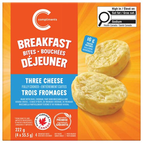 Compliments Frozen Breakfast Bites Three Cheese 222 g