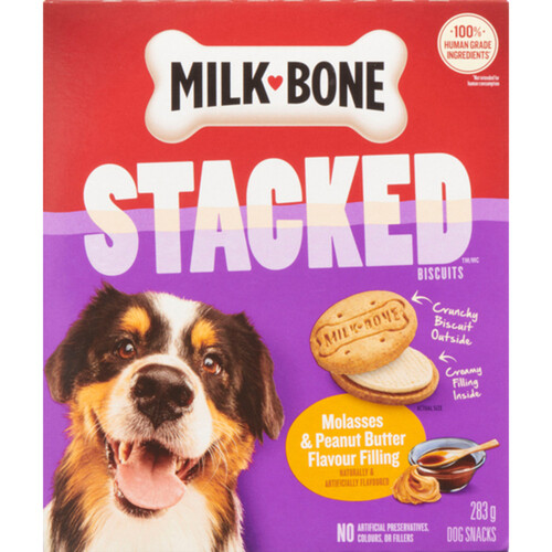 Milk-Bone Dog Treat Stacked Biscuits Molasses & Peanut Butter 283 g