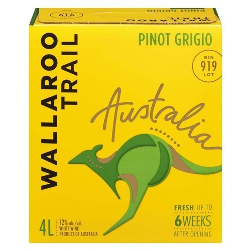Wallaroo Trail Australia Pinot Grigio White Wine 12% Alcohol 4 L 