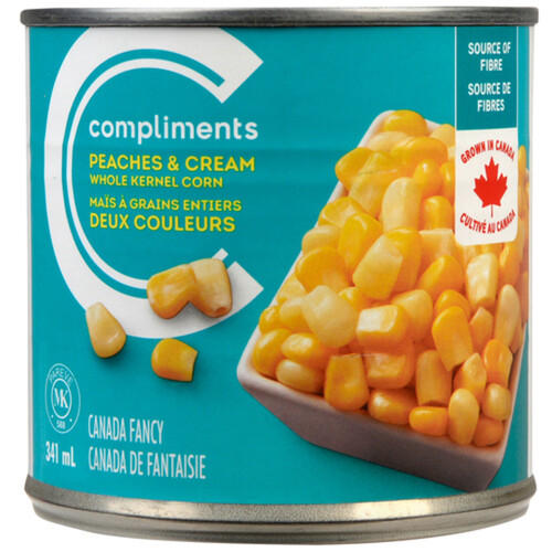 Compliments Canned Whole Kernel Corn Peaches & Cream 341 ml