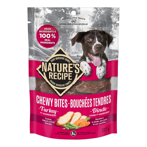 Nature's Recipe Dog Treats Chewy Bites Turkey Pea 227 g