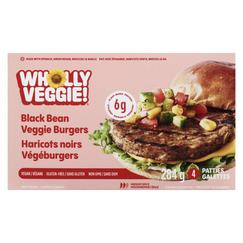 Wholly Veggie Frozen Veggie Burgers Spicy Black bean 284 g