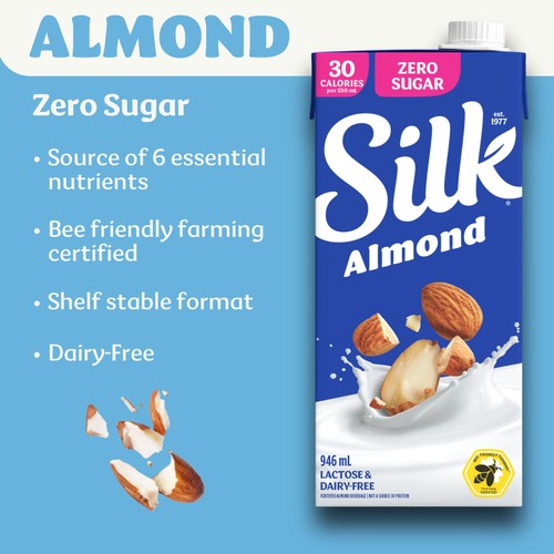 Silk Dairy-Free Almond Milk Alternative Shelf Stable Zero Sugar 946 ml