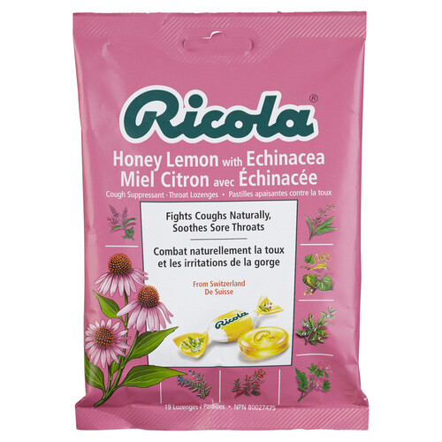 Ricola Cough Drops Echinacea Honey Lemon 19 Lozenges