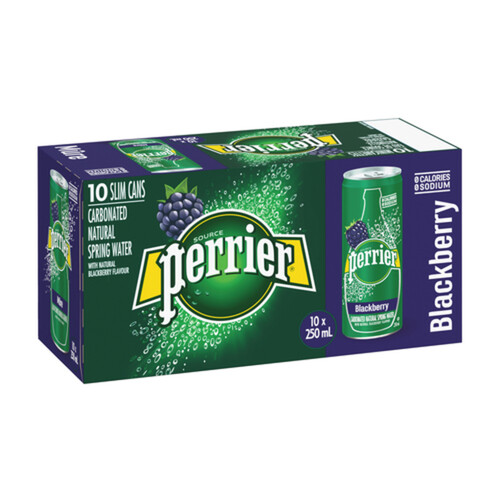 Perrier Carbonated Natural Spring Water Blackberry 10 x 250 ml (cans)