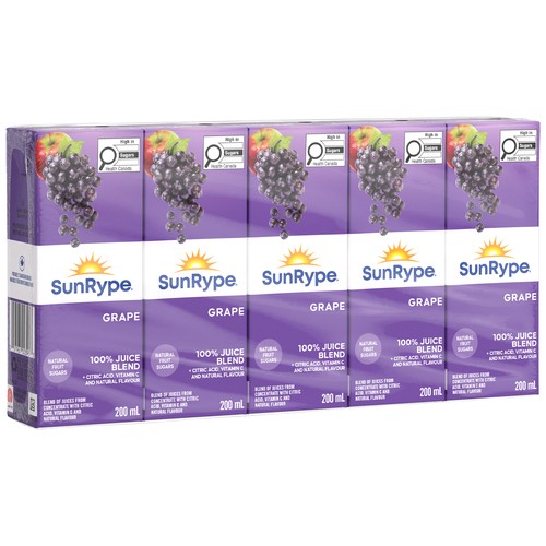 SunRype Juice Grape Boxes 5 x 200 ml