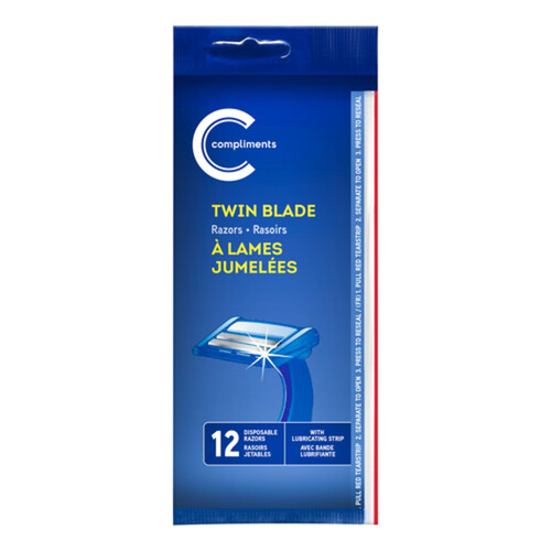 Compliments Men's Disposable Razors Twin Blade 12 Pack
