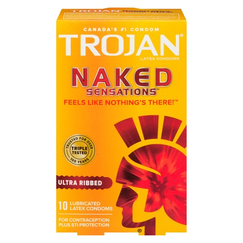 Trojan Condoms Naked Sensations Ultra Ribbed 10 Count