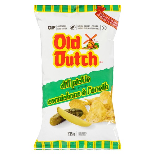 Old Dutch Gluten-Free Potato Chips Dill Pickle 235 g