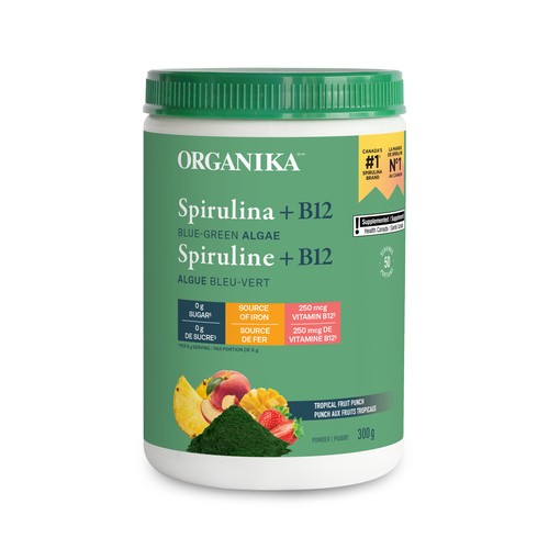 Organika Spirulina Plus B12 Tropical Punch Nutritional Supplements 300 g