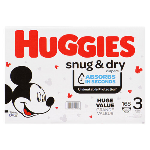 Huggies Diapers Snug & Dry Size 3 168 Count