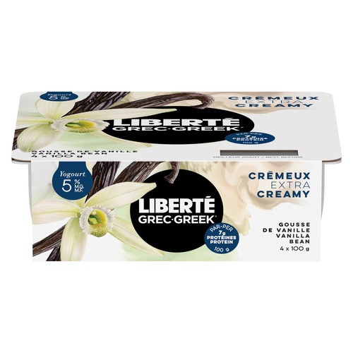 Liberté Greek 5% Extra Creamy Yogurt Vanilla Bean 4 x 100 g