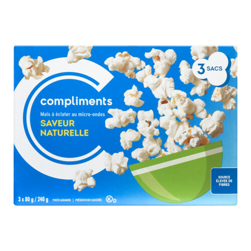 Compliments Microwave Popping Corn Natural Flavour 240 g