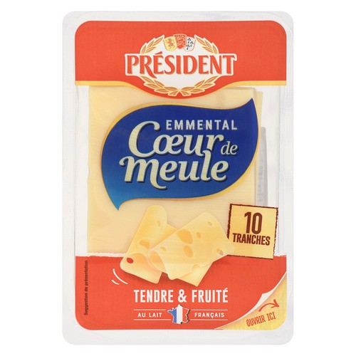 Président Sliced Cheese Emmental 10 Slices 150 g