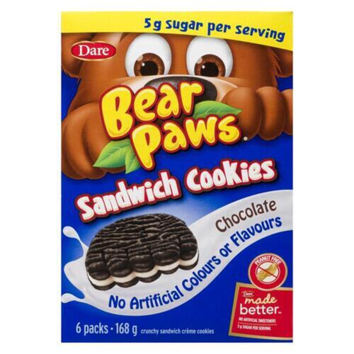 Dare Bear Paws Peanut-Free Sandwich Cookies Chocolate 168 g