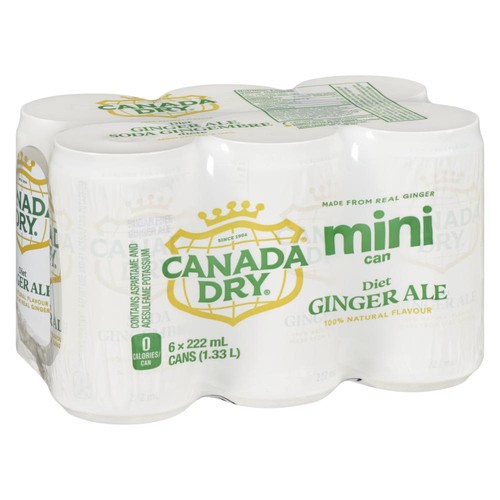 Canada Dry Diet Soft Drink Ginger Ale 6 x 222 ml (cans)