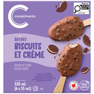 Compliments Barre de crème glacée Mini biscuit et crème 6 x 55 ml