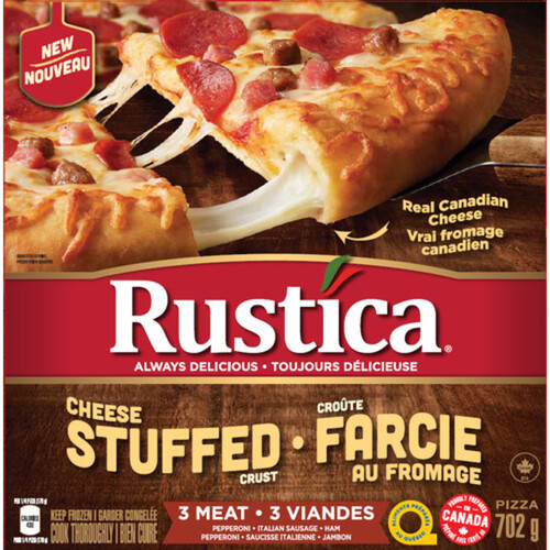 Rustica Frozen Pizza Stuffed Crust 3 Meat 702 g