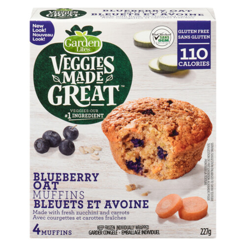 Garden Lites Gluten-Free Frozen Muffins Blueberry Oat 4 Pack 227 g