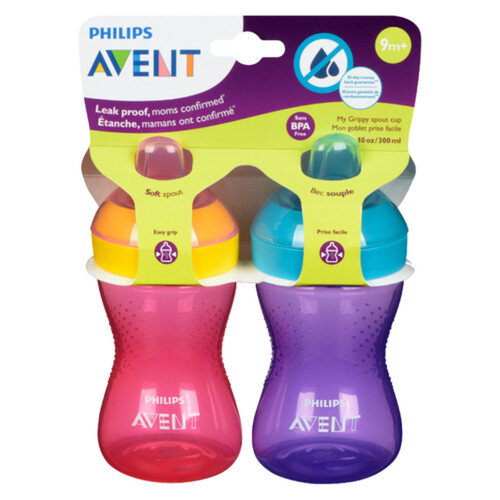 Philips Avent Baby Bottles My Grippy Spout Cup Pink Purple 10 oz 2 Pack