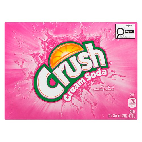 Crush Soft Drink Cream Soda 12 x 355 ml (cans)