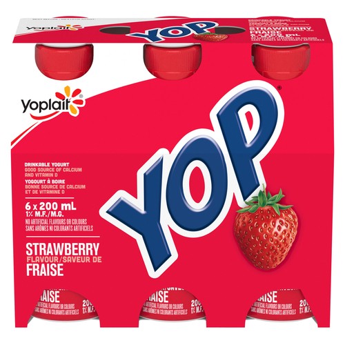Yoplait Yop 1% Drinkable Yogurt Strawberry 6 x 200 ml