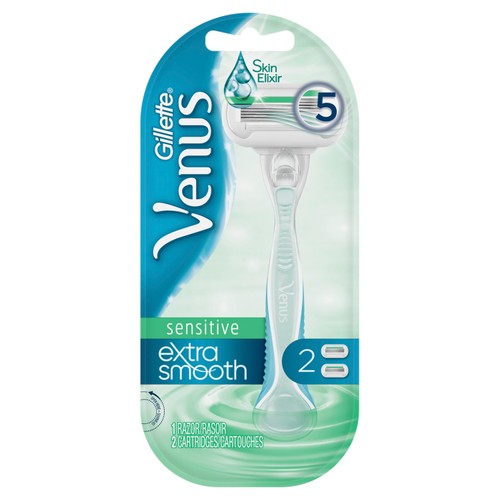 Gillette Venus Sensitive Extra Smooth Razor Handle With 2 Blades 