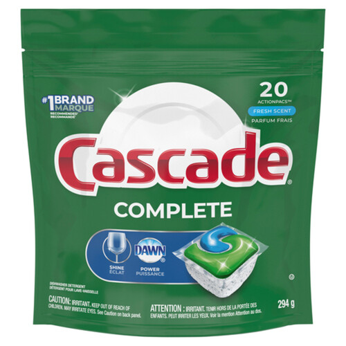 Cascade Dishwasher Detergent Complete Actionpacs Fresh Scent 20 EA