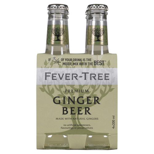 Fever-Tree Premium Soft Drink Ginger Beer 4 x 200 ml (bottles)