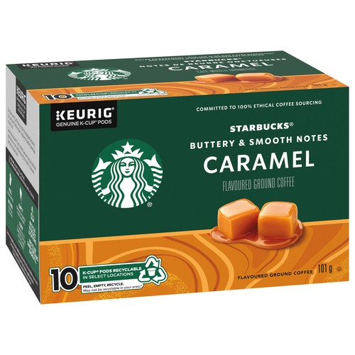 Starbucks Ground Coffee K-CUP Pods Caramel Flavoured 10 Count