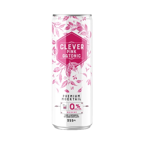 Clever Mocktail Non-Alcoholic Beverage Gin & Tonic Rose 355 ml (can)