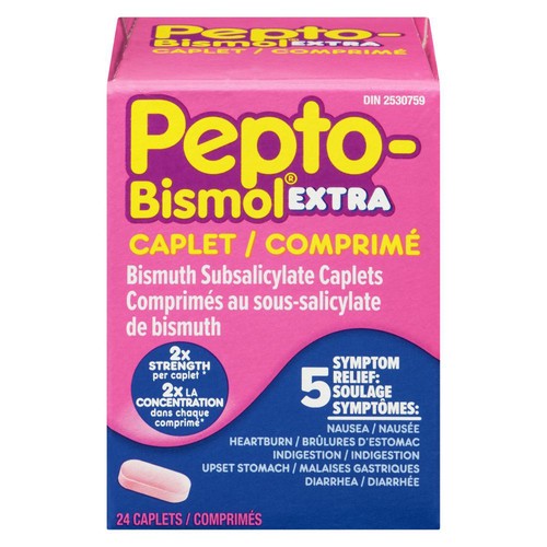 Pepto Bismol 5 Symptom Stomach Relief Extra Strength 24 Tablets