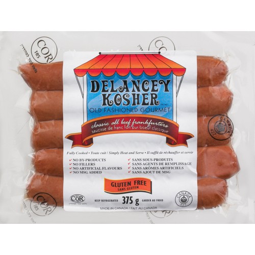 Delancey Kosher Gluten-Free Classic Franks All Beef 375 g