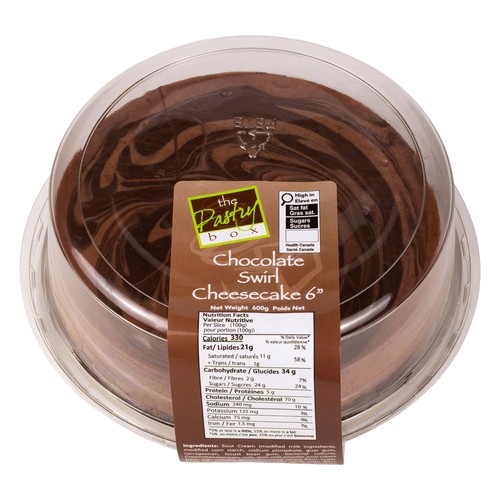 The Pastry Box Frozen Cheesecake 6-Inch Chocolate Swirl 600 g