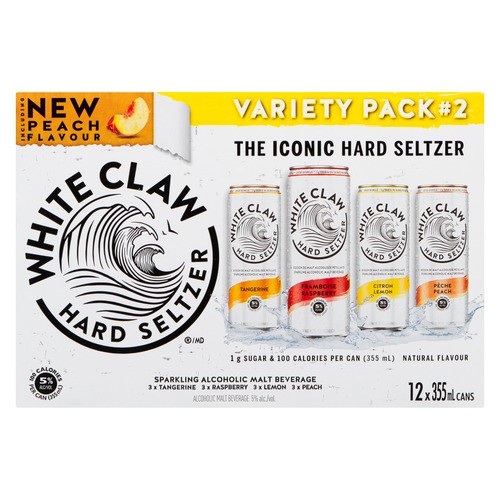 White Claw Sparkling Alcoholic Malt 5% alcohol Variety Pack 12 x 355 ml (cans)