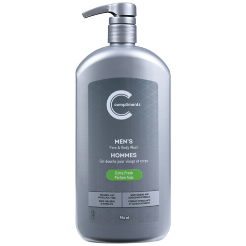 Compliments Men's Face & Body Wash Extra Fresh 946 ml