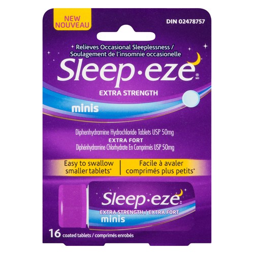 Sleep-Eze Diphenhydramine Hydrochloride USP 50 mg Extra Strength Minis 16 Tablets