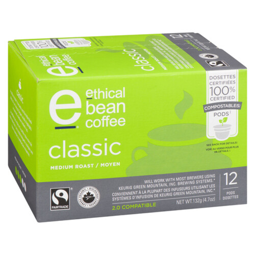 Ethical Bean Coffee Pods Classic Medium Roast 12 K-Cups 132 g