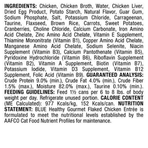 Blue Buffalo Wet Cat Food Healthy Gourmet Flaked Chicken Entrée 155 g