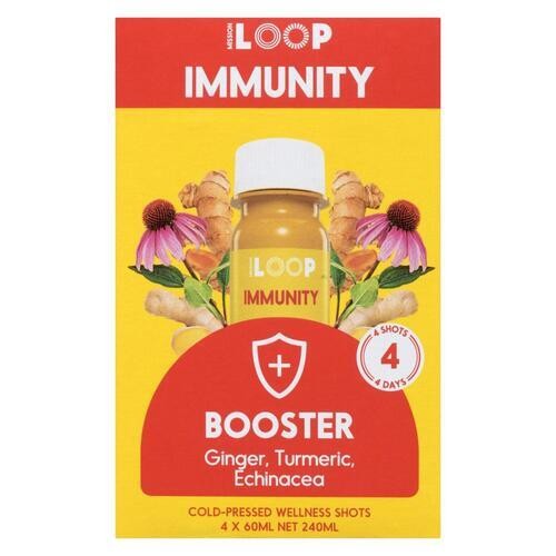 Loop Cold Press Juice Booster Shot Ginger Turmeric Echinacea 4 x 73 ml